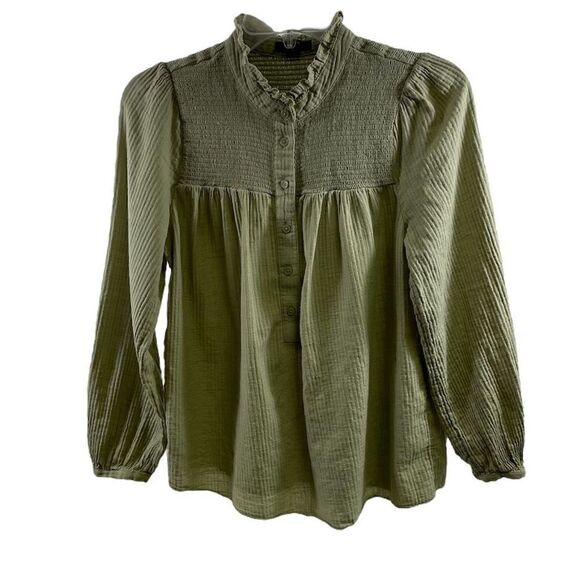 J Crew Olive Green Blouse Size S - Picture 1 of 8